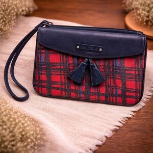 NWOT Vera Bradley Navy & Red Plaid Wristlet Clutch Wallet Handbag